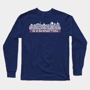 Washington Baseball Team All Time Legends, Washington D.C Skyline Long Sleeve T-Shirt